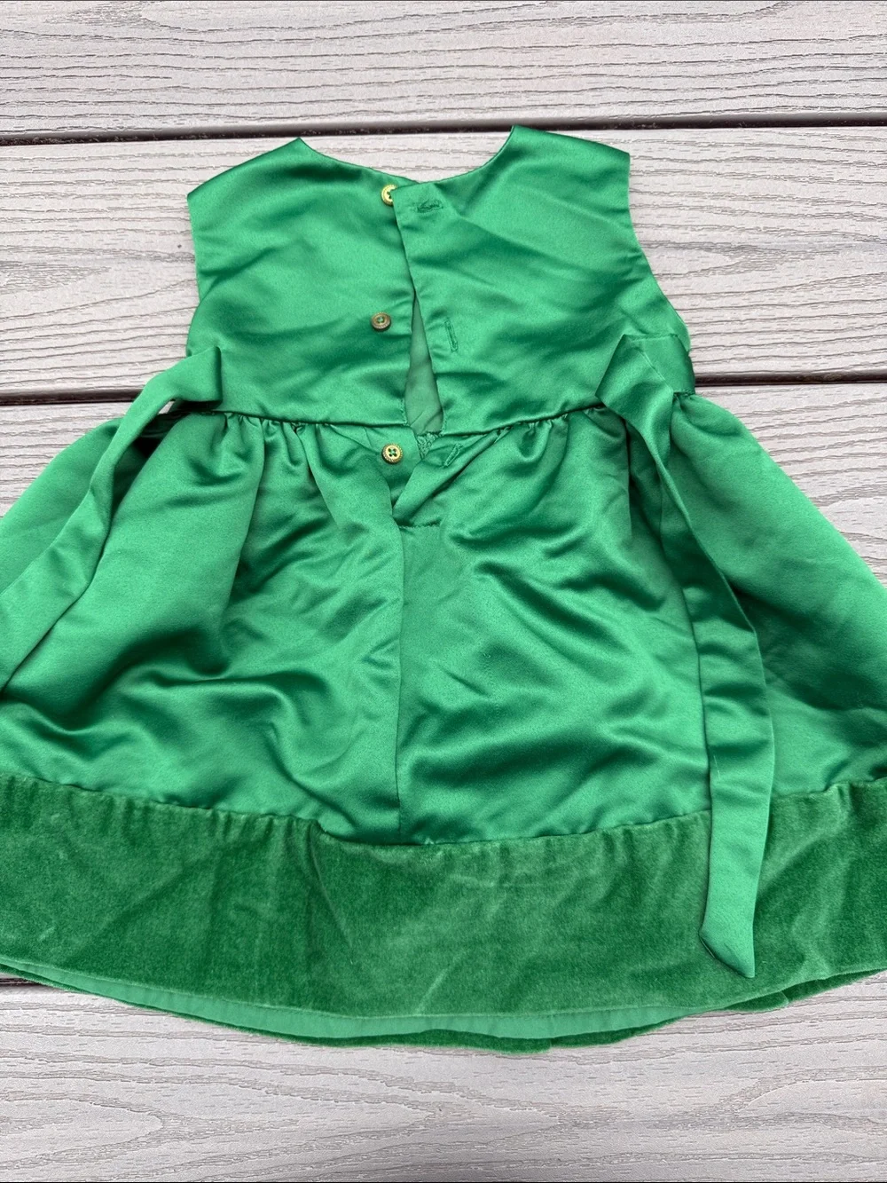 Carter's Green Velvet-Trim Satin Holiday Dress Costume